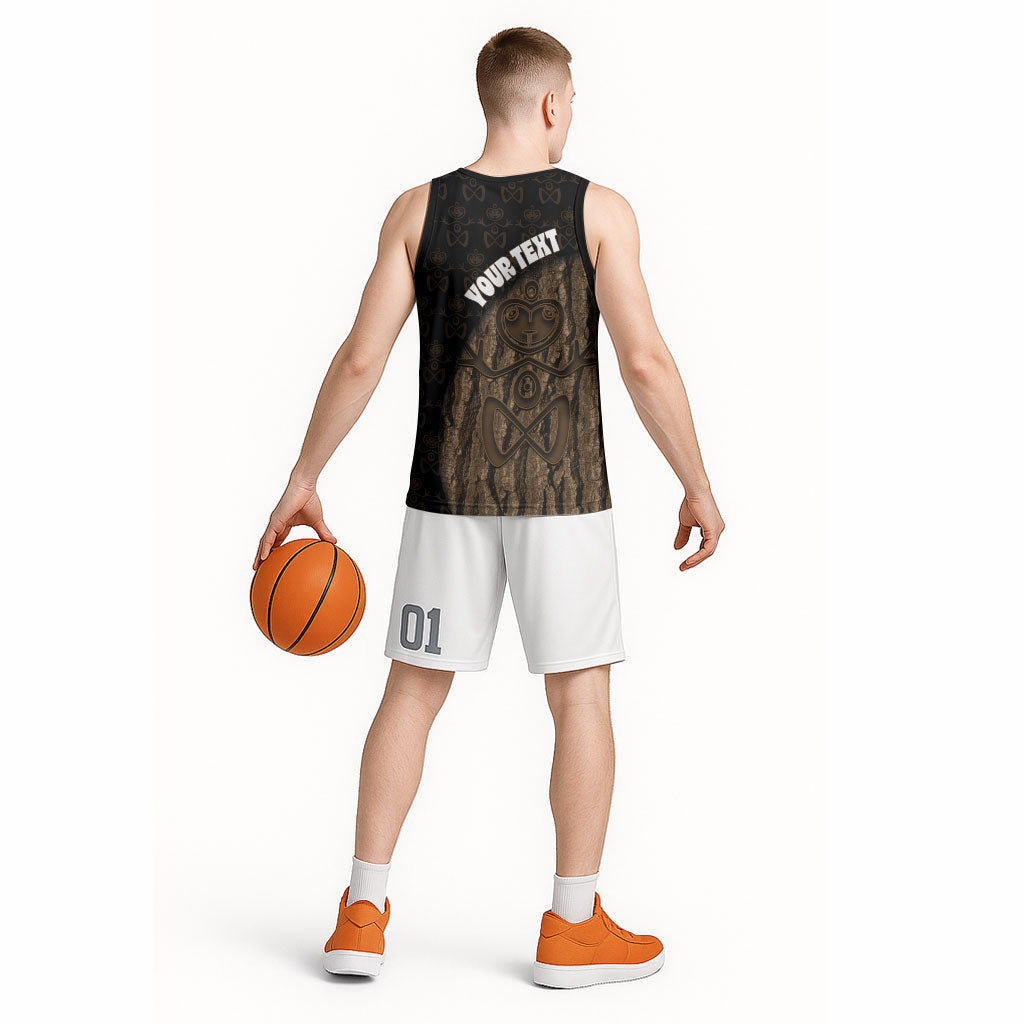Moriori Kekoru New Zealand Personalised Basketball Jersey Kopi Rakau Carving Chatham Islands Map