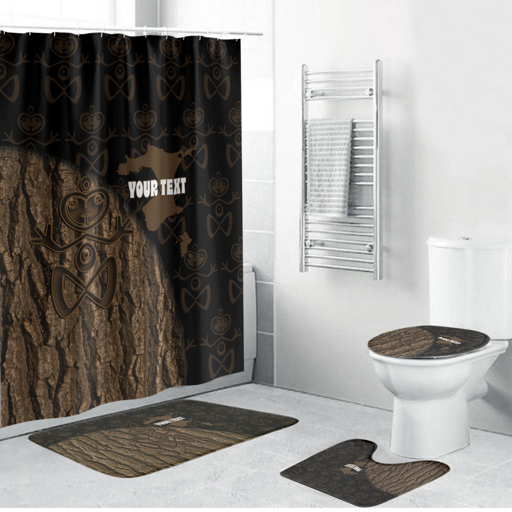 Moriori Kekoru New Zealand Personalised Bathroom Set Kopi Rakau Carving Chatham Islands Map