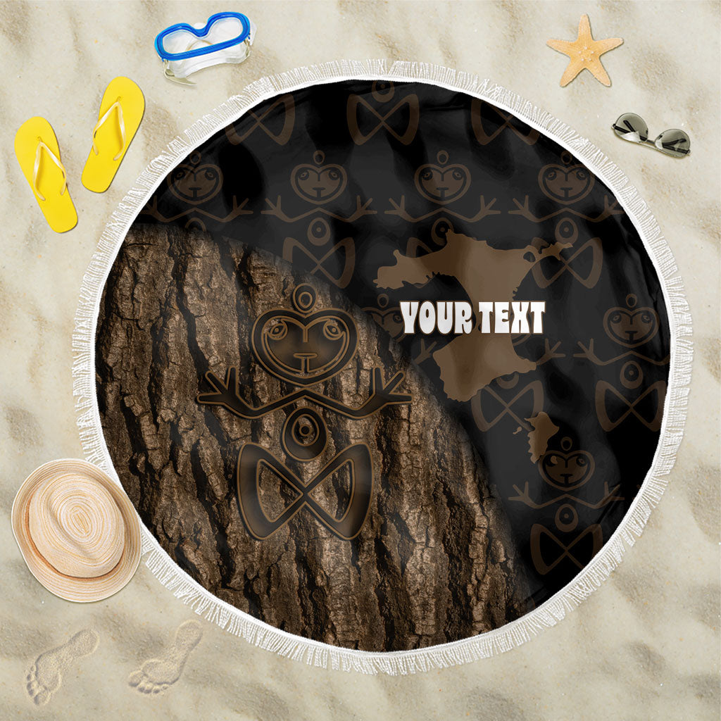 Moriori Kekoru New Zealand Personalised Beach Blanket Kopi Rakau Carving Chatham Islands Map