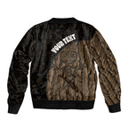 Moriori Kekoru New Zealand Personalised Bomber Jacket Kopi Rakau Carving Chatham Islands Map