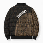 Moriori Kekoru New Zealand Personalised Bomber Puffer Jacket Kopi Rakau Carving Chatham Islands Map