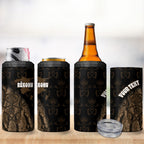 Moriori Kekoru New Zealand Personalised 4 in 1 Can Cooler Tumbler Kopi Rakau Carving Chatham Islands Map