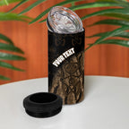 Moriori Kekoru New Zealand Personalised 4 in 1 Can Cooler Tumbler Kopi Rakau Carving Chatham Islands Map