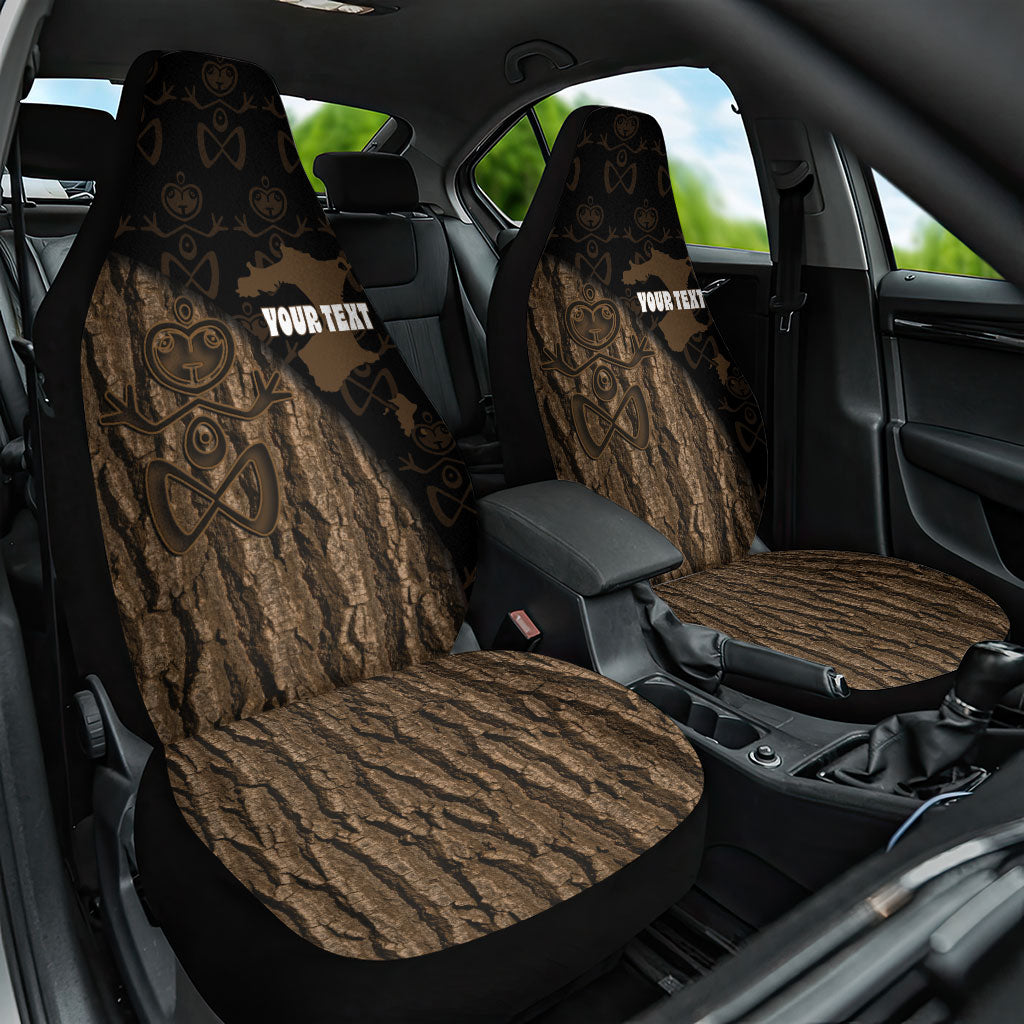 Moriori Kekoru New Zealand Personalised Car Seat Cover Kopi Rakau Carving Chatham Islands Map