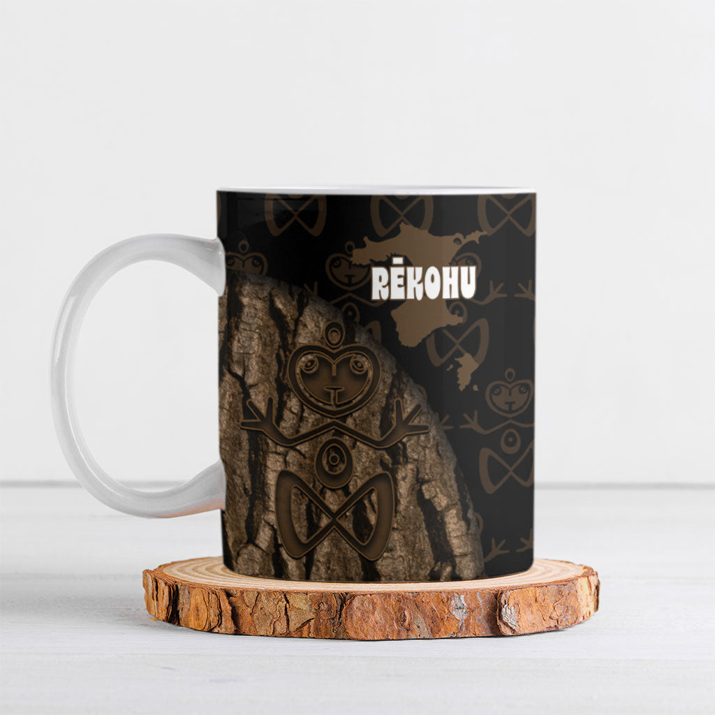 Moriori Kekoru New Zealand Personalised Ceramic Mug Kopi Rakau Carving Chatham Islands Map
