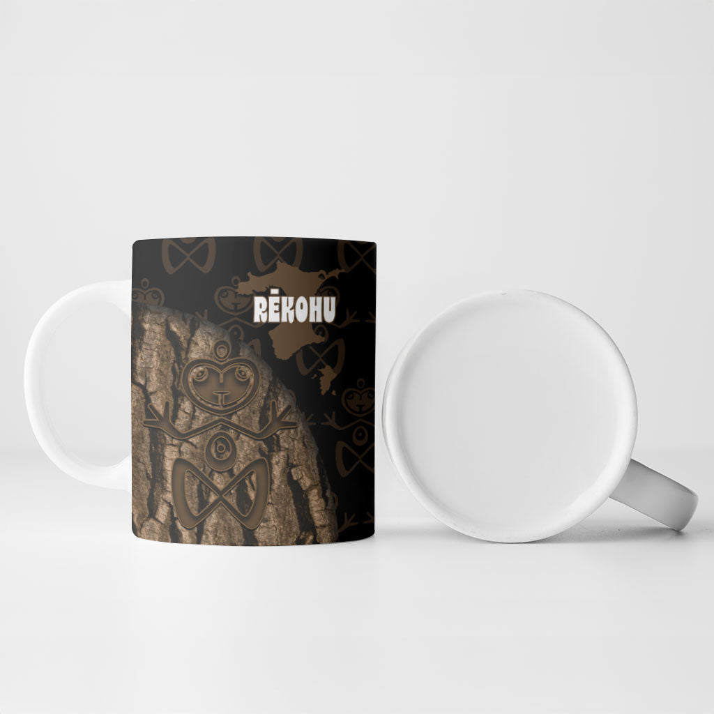 Moriori Kekoru New Zealand Personalised Ceramic Mug Kopi Rakau Carving Chatham Islands Map