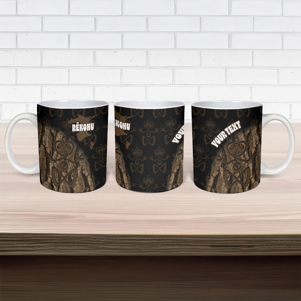 Moriori Kekoru New Zealand Personalised Ceramic Mug Kopi Rakau Carving Chatham Islands Map