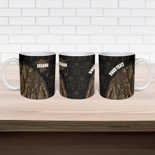 Moriori Kekoru New Zealand Personalised Ceramic Mug Kopi Rakau Carving Chatham Islands Map
