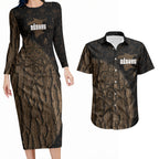 Moriori Kekoru New Zealand Personalised Couples Matching Long Sleeve Bodycon Dress and Hawaiian Shirt Kopi Rakau Carving Chatham Islands Map