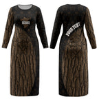 Moriori Kekoru New Zealand Personalised Couples Matching Long Sleeve Bodycon Dress and Hawaiian Shirt Kopi Rakau Carving Chatham Islands Map