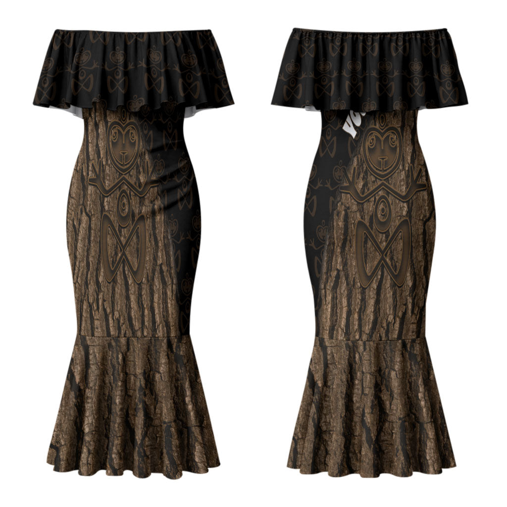 Moriori Kekoru New Zealand Personalised Couples Matching Mermaid Dress and Hawaiian Shirt Kopi Rakau Carving Chatham Islands Map