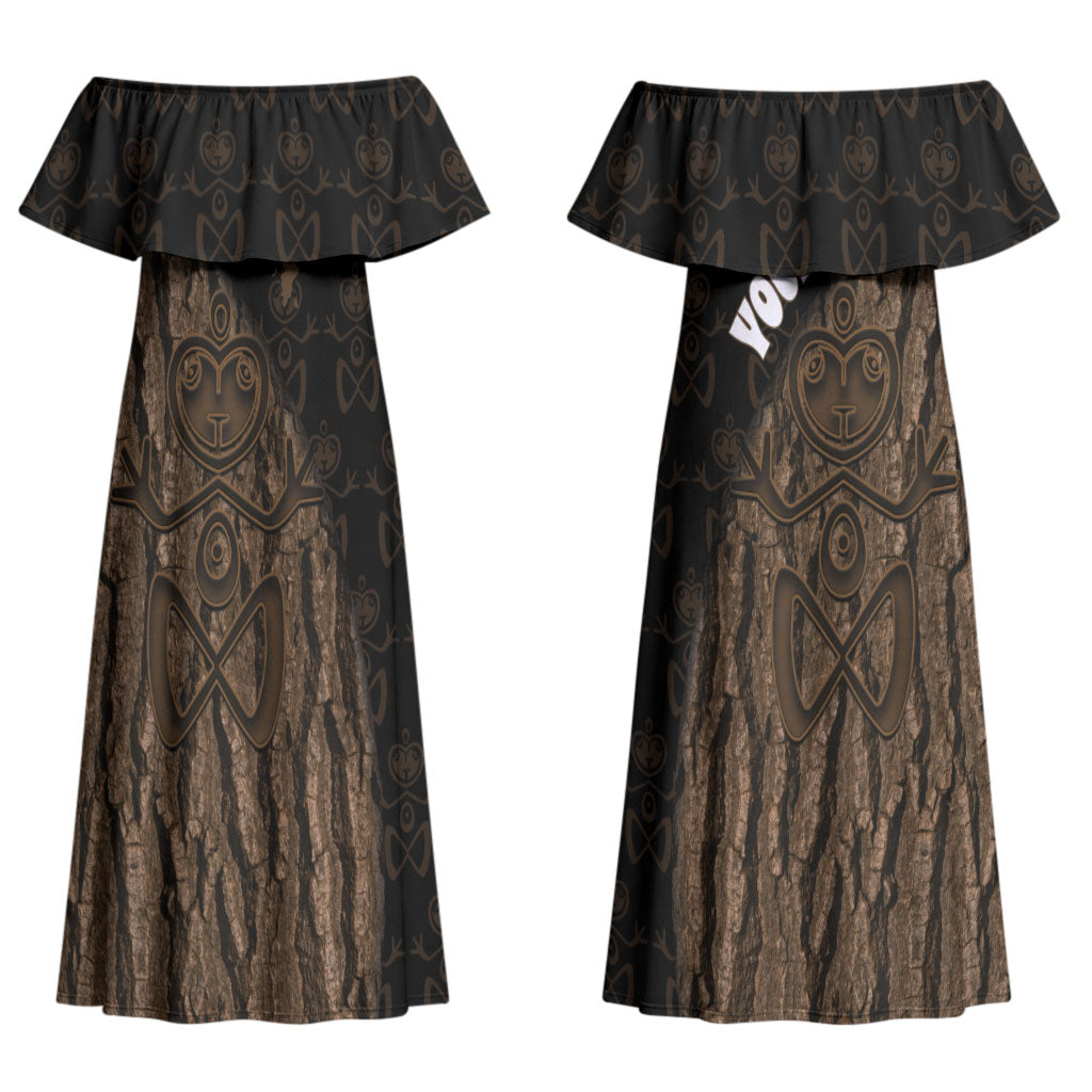 Moriori Kekoru New Zealand Personalised Couples Matching Off Shoulder Maxi Dress and Hawaiian Shirt Kopi Rakau Carving Chatham Islands Map