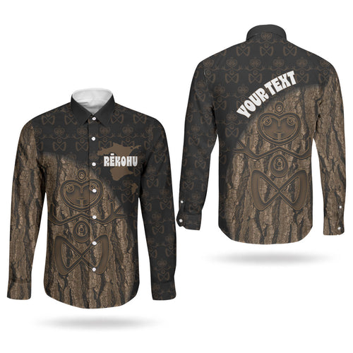 Moriori Kekoru New Zealand Personalised Couples Matching Off Shoulder Maxi Dress and Long Sleeve Button Shirt Kopi Rakau Carving Chatham Islands Map