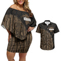 Moriori Kekoru New Zealand Personalised Couples Matching Off Shoulder Short Dress and Hawaiian Shirt Kopi Rakau Carving Chatham Islands Map