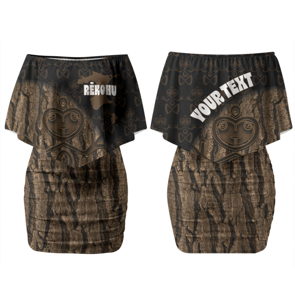 Moriori Kekoru New Zealand Personalised Couples Matching Off Shoulder Short Dress and Hawaiian Shirt Kopi Rakau Carving Chatham Islands Map