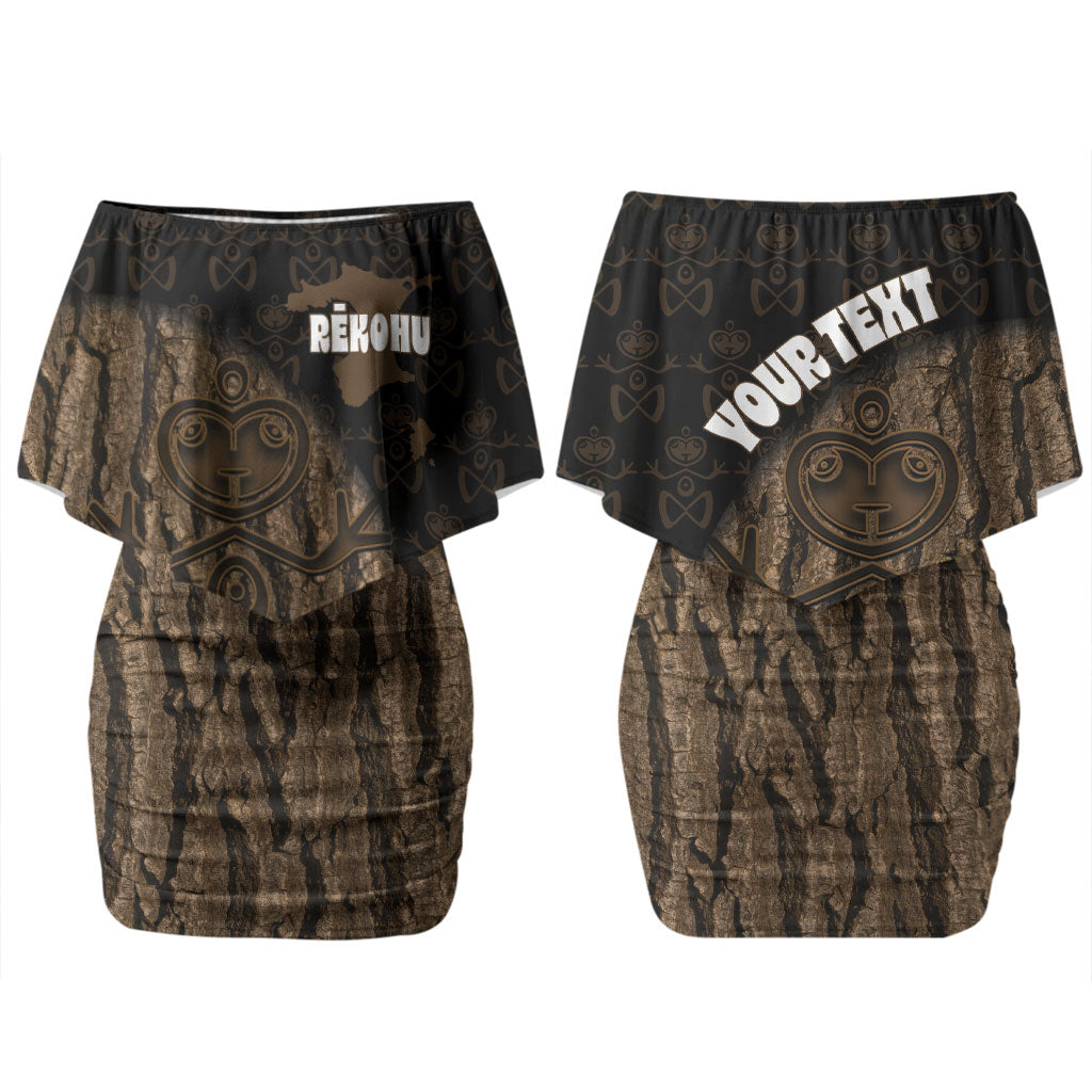 Moriori Kekoru New Zealand Personalised Couples Matching Off Shoulder Short Dress and Long Sleeve Button Shirt Kopi Rakau Carving Chatham Islands Map