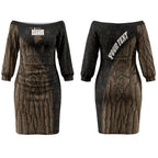 Moriori Kekoru New Zealand Personalised Couples Matching Off The Shoulder Long Sleeve Dress and Hawaiian Shirt Kopi Rakau Carving Chatham Islands Map