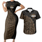Moriori Kekoru New Zealand Personalised Couples Matching Short Sleeve Bodycon Dress and Hawaiian Shirt Kopi Rakau Carving Chatham Islands Map