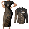 Moriori Kekoru New Zealand Personalised Couples Matching Short Sleeve Bodycon Dress and Long Sleeve Button Shirt Kopi Rakau Carving Chatham Islands Map