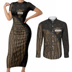Moriori Kekoru New Zealand Personalised Couples Matching Short Sleeve Bodycon Dress and Long Sleeve Button Shirt Kopi Rakau Carving Chatham Islands Map