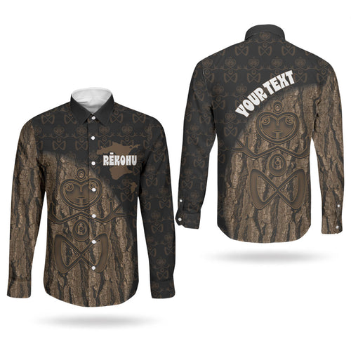 Moriori Kekoru New Zealand Personalised Couples Matching Short Sleeve Bodycon Dress and Long Sleeve Button Shirt Kopi Rakau Carving Chatham Islands Map