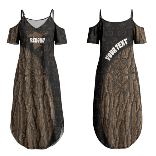 Moriori Kekoru New Zealand Personalised Couples Matching Summer Maxi Dress and Long Sleeve Button Shirt Kopi Rakau Carving Chatham Islands Map