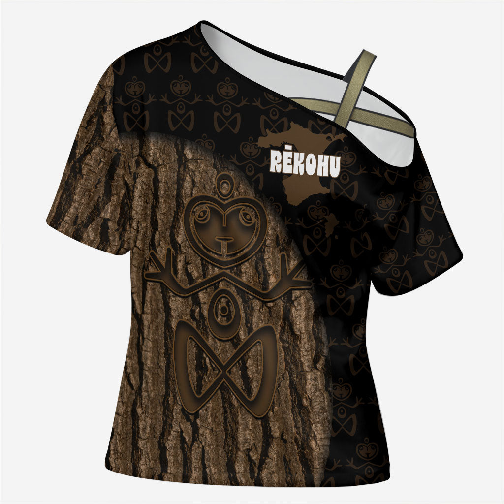 Moriori Kekoru New Zealand Personalised Cross Shoulder Shirt Kopi Rakau Carving Chatham Islands Map