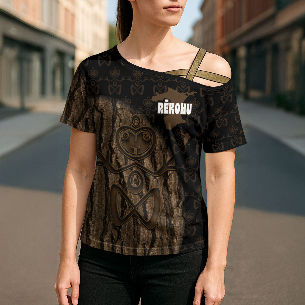 Moriori Kekoru New Zealand Personalised Cross Shoulder Shirt Kopi Rakau Carving Chatham Islands Map