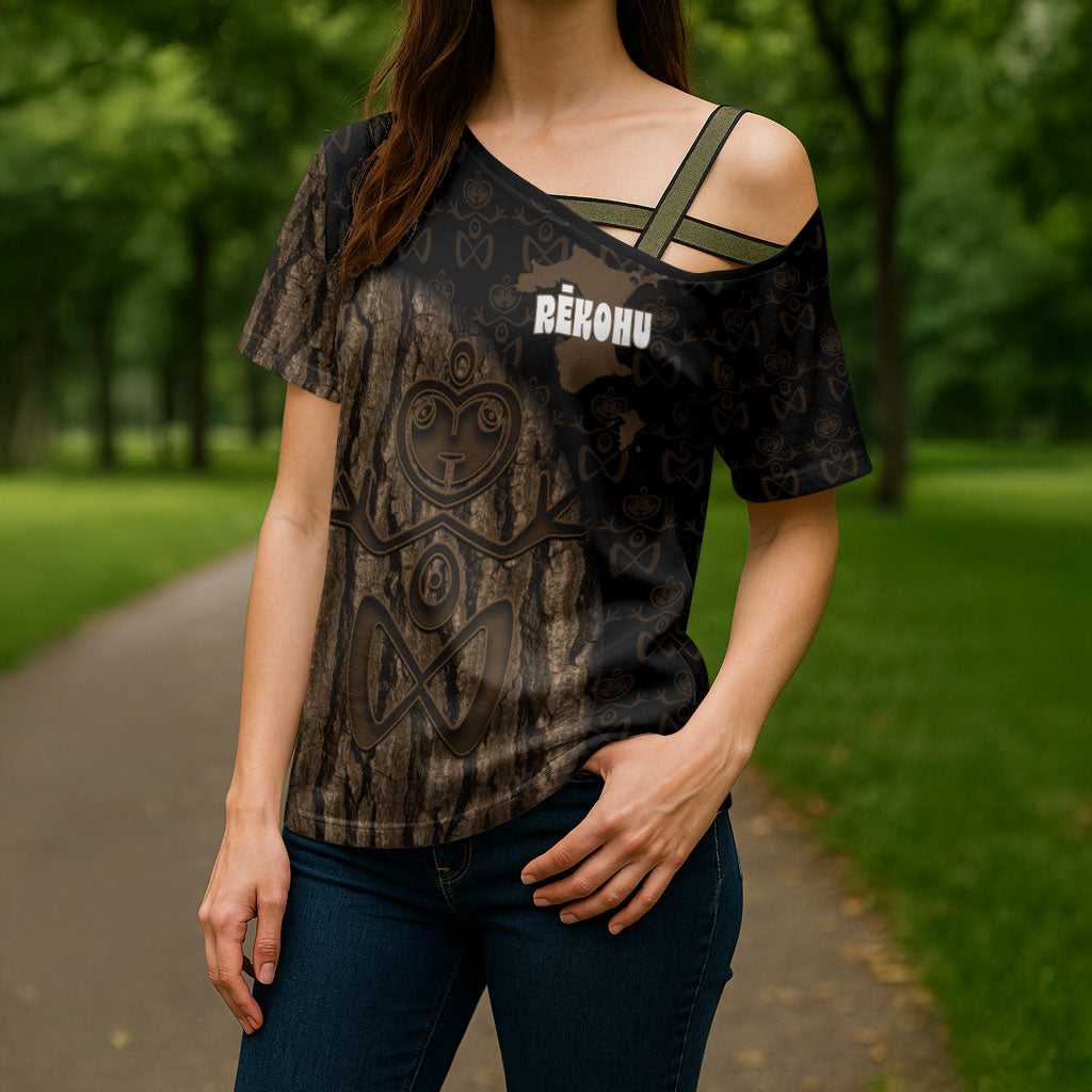 Moriori Kekoru New Zealand Personalised Cross Shoulder Shirt Kopi Rakau Carving Chatham Islands Map