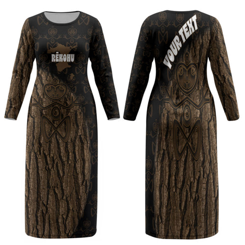 Moriori Kekoru New Zealand Personalised Family Matching Long Sleeve Bodycon Dress and Hawaiian Shirt Kopi Rakau Carving Chatham Islands Map