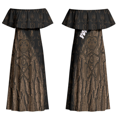 Moriori Kekoru New Zealand Personalised Family Matching Off Shoulder Maxi Dress and Hawaiian Shirt Kopi Rakau Carving Chatham Islands Map