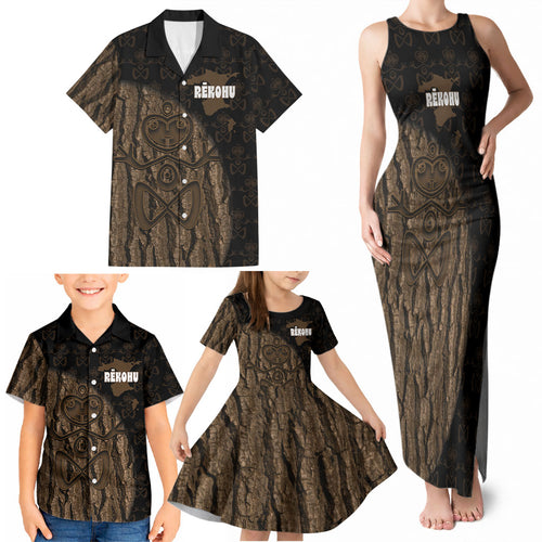 Moriori Kekoru New Zealand Personalised Family Matching Tank Maxi Dress and Hawaiian Shirt Kopi Rakau Carving Chatham Islands Map