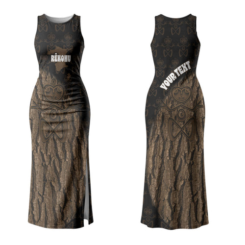 Moriori Kekoru New Zealand Personalised Family Matching Tank Maxi Dress and Hawaiian Shirt Kopi Rakau Carving Chatham Islands Map