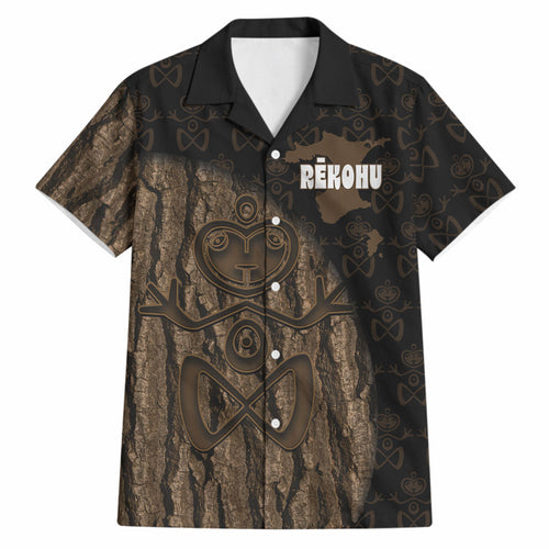Moriori Kekoru New Zealand Personalised Hawaiian Shirt Kopi Rakau Carving Chatham Islands Map