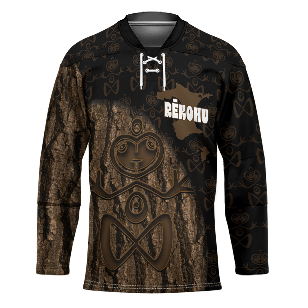 Moriori Kekoru New Zealand Personalised Hockey Jersey Kopi Rakau Carving Chatham Islands Map