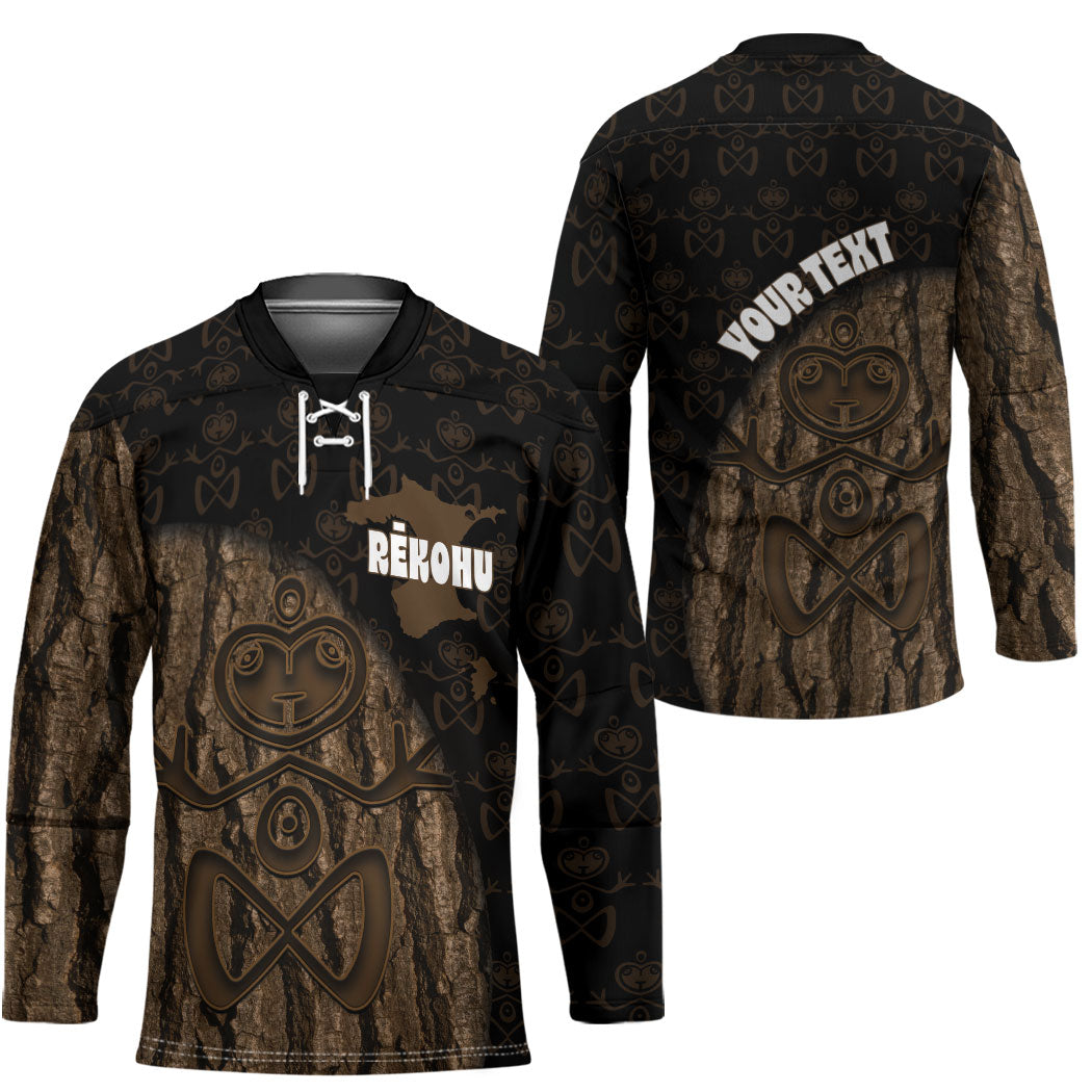 Moriori Kekoru New Zealand Personalised Hockey Jersey Kopi Rakau Carving Chatham Islands Map