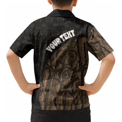 Moriori Kekoru New Zealand Personalised Kid Hawaiian Shirt Kopi Rakau Carving Chatham Islands Map