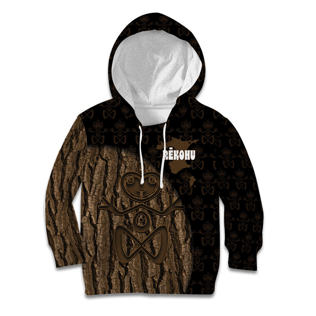 Moriori Kekoru New Zealand Personalised Kid Hoodie Kopi Rakau Carving Chatham Islands Map