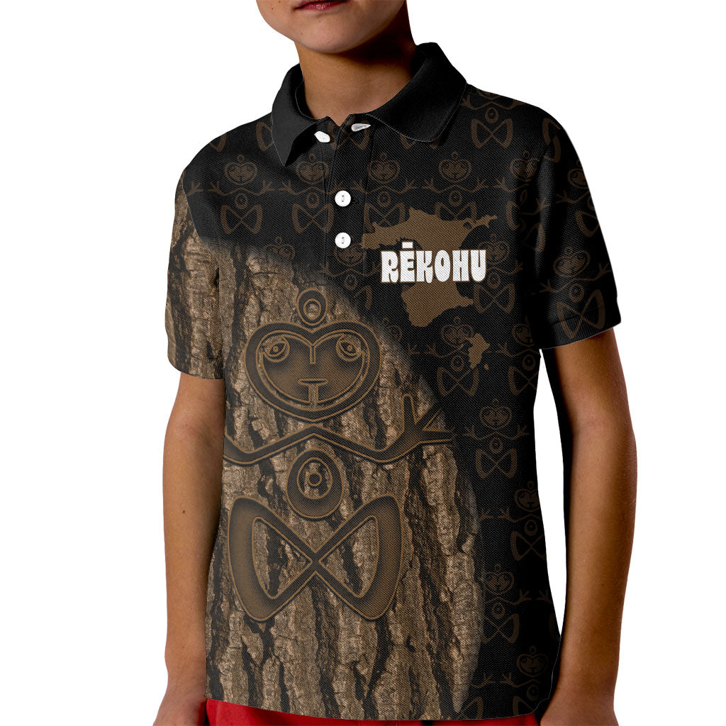 Moriori Kekoru New Zealand Personalised Kid Polo Shirt Kopi Rakau Carving Chatham Islands Map