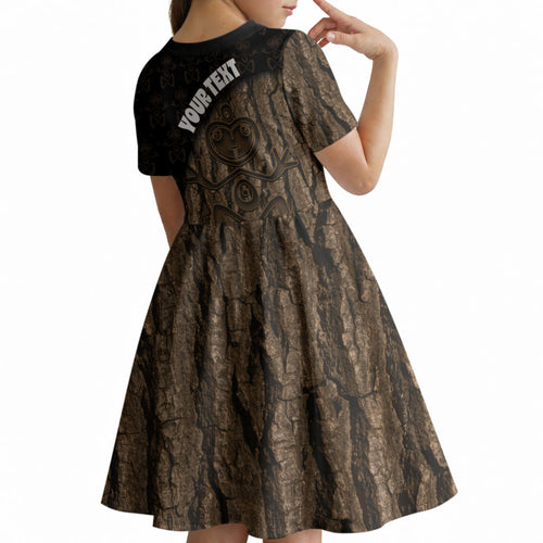 Moriori Kekoru New Zealand Personalised Kid Short Sleeve Dress Kopi Rakau Carving Chatham Islands Map