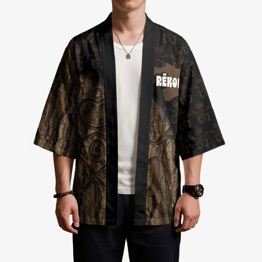 Moriori Kekoru New Zealand Personalised Kimono Kopi Rakau Carving Chatham Islands Map