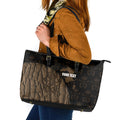 Moriori Kekoru New Zealand Personalised Leather Tote Bag Kopi Rakau Carving Chatham Islands Map