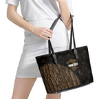 Moriori Kekoru New Zealand Personalised Leather Tote Bag Kopi Rakau Carving Chatham Islands Map