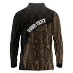 Moriori Kekoru New Zealand Personalised Long Sleeve Polo Shirt Kopi Rakau Carving Chatham Islands Map