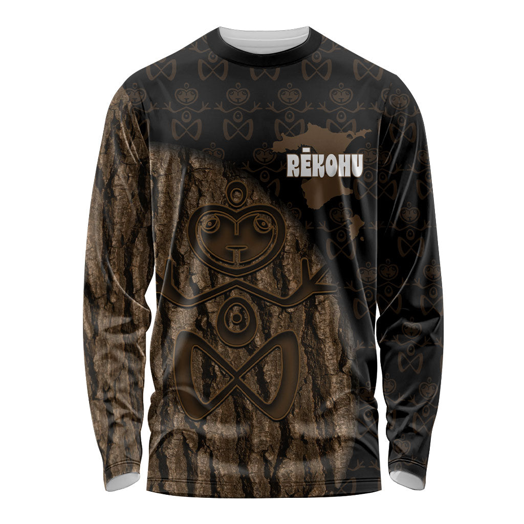 Moriori Kekoru New Zealand Personalised Long Sleeve Shirt Kopi Rakau Carving Chatham Islands Map