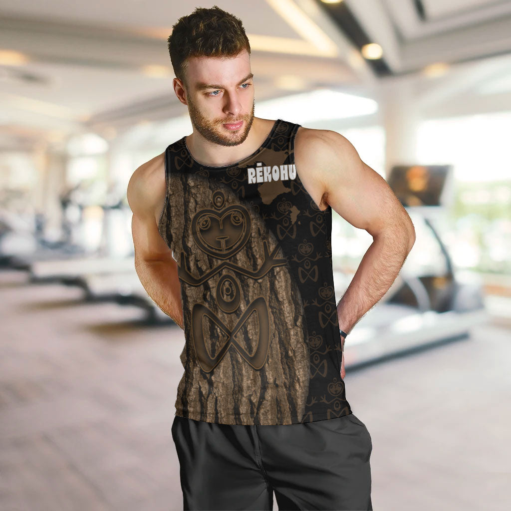 Moriori Kekoru New Zealand Personalised Men Tank Top Kopi Rakau Carving Chatham Islands Map