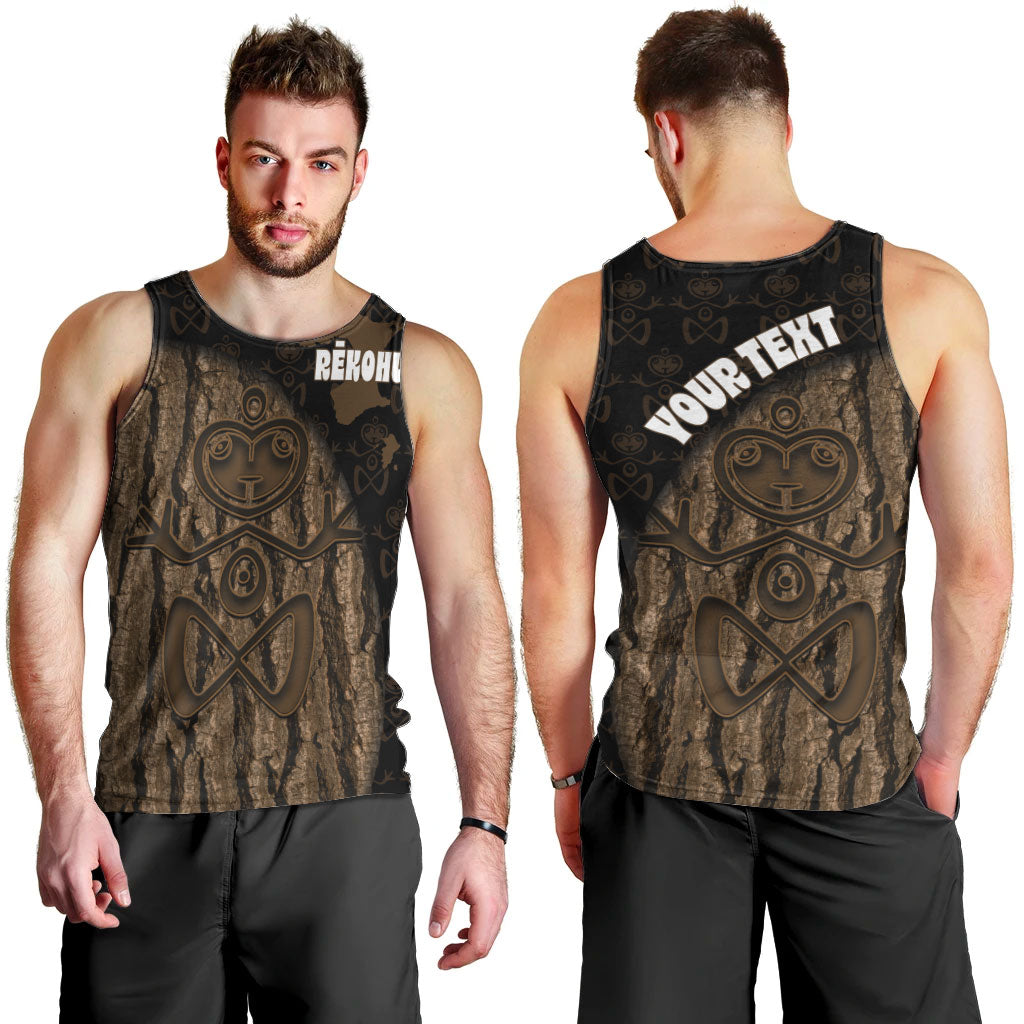 Moriori Kekoru New Zealand Personalised Men Tank Top Kopi Rakau Carving Chatham Islands Map