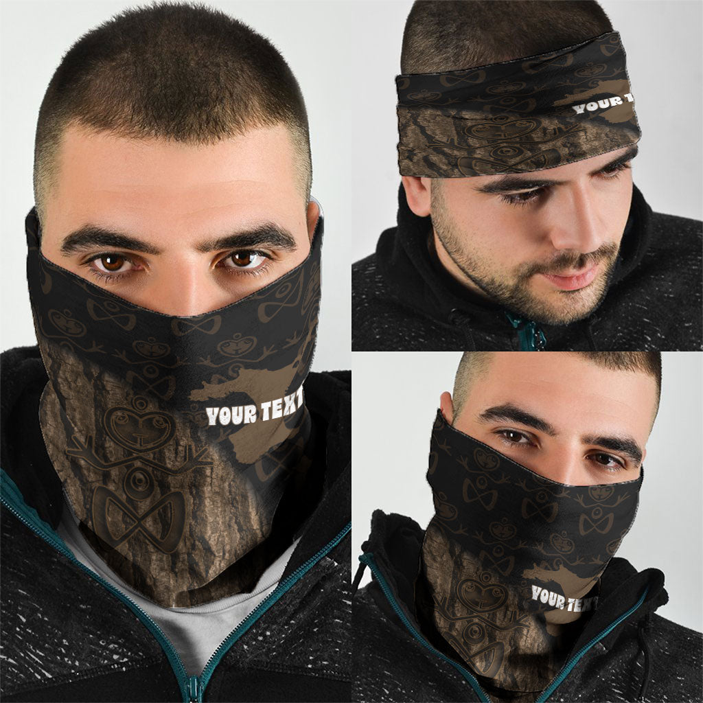 Moriori Kekoru New Zealand Personalised Neck Gaiter Kopi Rakau Carving Chatham Islands Map