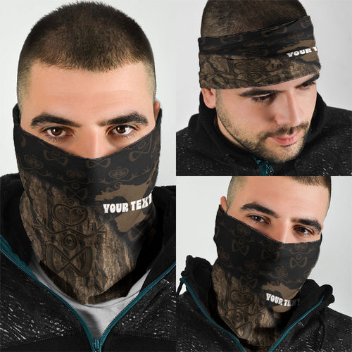 Moriori Kekoru New Zealand Personalised Neck Gaiter Kopi Rakau Carving Chatham Islands Map