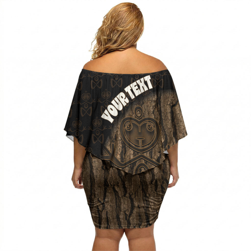 Moriori Kekoru New Zealand Personalised Off Shoulder Short Dress Kopi Rakau Carving Chatham Islands Map